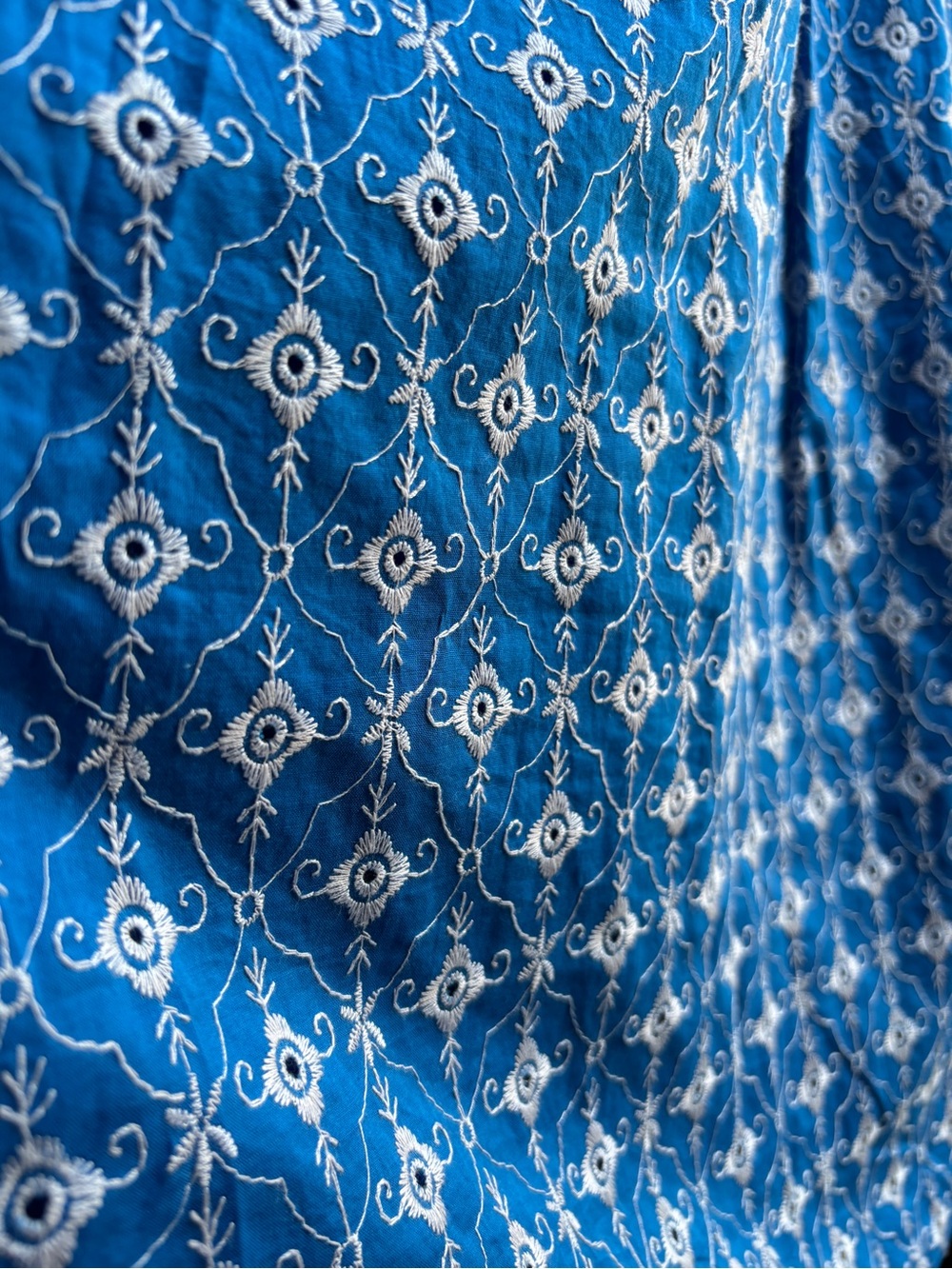 Like New RHODE Blue Embroidered Eyelet Babydoll Mini Dress | Women’s Plus XXL - Picture 5 of 16